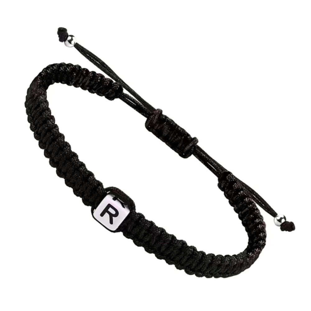 🌹Handmade Initial R Letter Ladies Men Black Rope Adjustable Hand Rope Bracelet - Picture 1 of 4